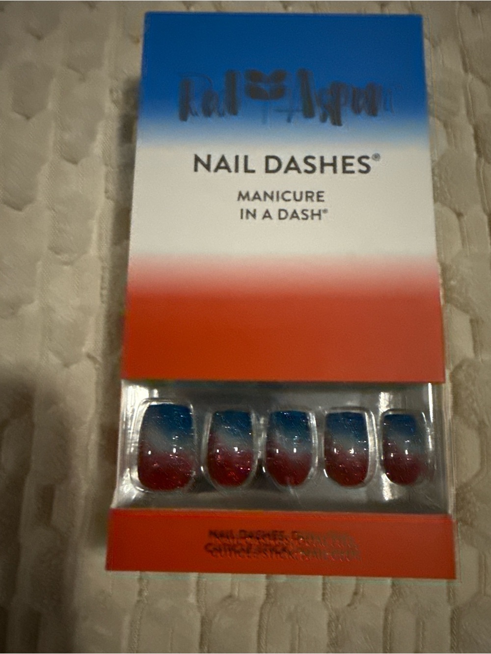 Nail Dashes Blue & Red Ombre Press-On Manicure by Nail Dashes